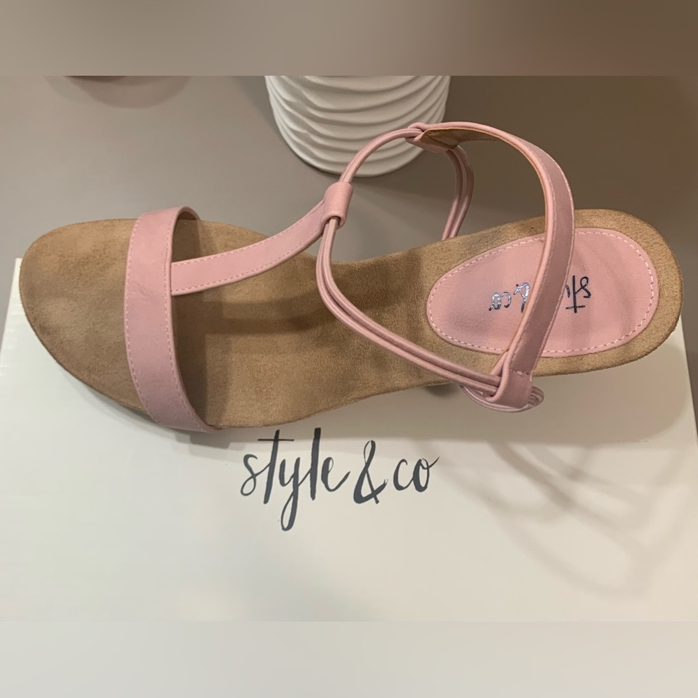 Style & Co. Pink Wedge Sandals